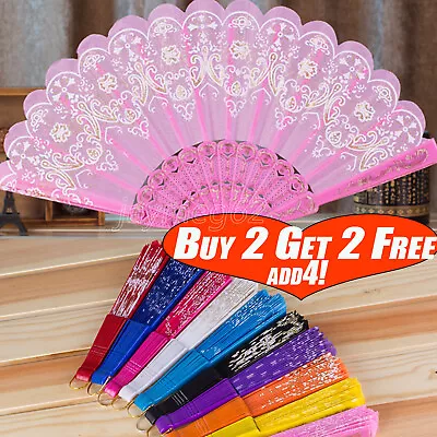 Buy Chinese Hand Held FAN Silk Folding Spanish Style Flowers Dance For Party Wedding • 3.63£