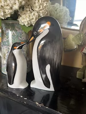 Buy Two Beautiful Hollohaza Porcelain Hand Painted Penguins, Gorgeous,  Hungary • 35£