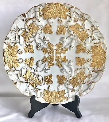 Buy Meissen Antique White Gold Leaf  Cabinet Plate 11” • 166.41£