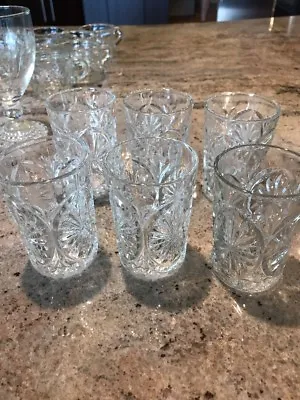 Buy Set Of 6 Vintage Quality Fancy Pressed Glass 3.5” Glasses • 39.17£