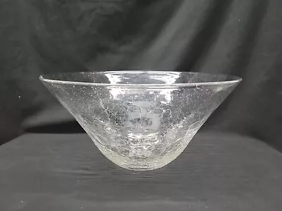 Buy Large Blenko Crackle Glass Bowl 13.75 Inch  BLOWN GLASS CENTERPIECE #5113  • 120.47£