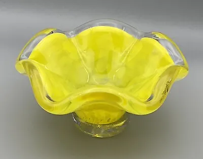 Buy 💛 A Stunning Vintage ‘mallorca’ Yellow & Clear Art Glass Dish. 💛 • 22.50£