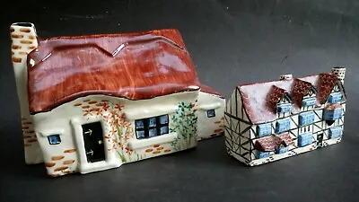 Buy Vintage Brenda Chatto Pottery Cottages X 2 Hand Made Ornament Unusual • 10£