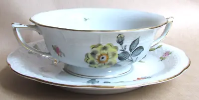 Buy HEREND FRUITS NECKER SOUP COUPE & UNDERPLATE (Ref9635) • 29.25£