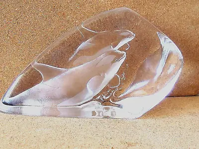 Buy Mats Jonasson Sweden; Arctic Wildlife Orcas, Crystal Glass Sculpture No. 33577. • 70£