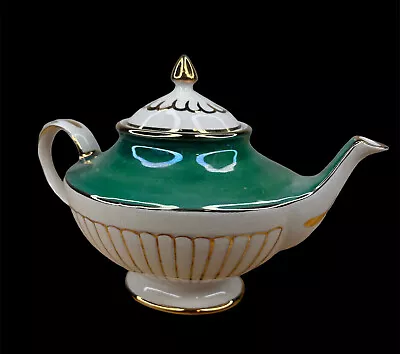 Buy ARTHUR WOOD ENGLAND ATHENS Porcelain Teapot Green & White Gold Trim Tea Pot • 38.38£