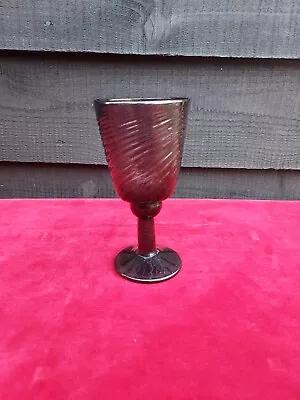 Buy Antique Georgian Wrythen Drinking Glass, Purple Colour, English • 25£