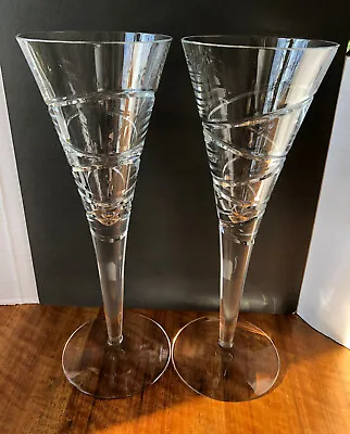 Buy Jasper Conran Stuart Crystal AURA Pattern Crystal Champagne Flutes X2 RARE • 195£