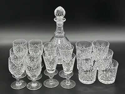 Buy 17 Piece Vintage Cut Glass Drinks Set With Decanter, Whiskey, Sherry, Wine Glass • 3.27£