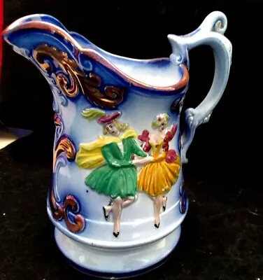 Buy Antique Victorian 1852 Jug Pitcher Collectible Staffordshire Dancing Couple • 49£