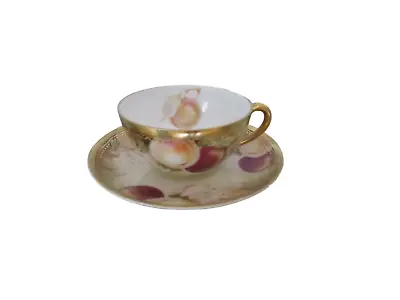 Buy Antique Hand Painted Porcelain Small Cup W Saucer, Thomas Serves Bavaria W Fruit • 22.63£