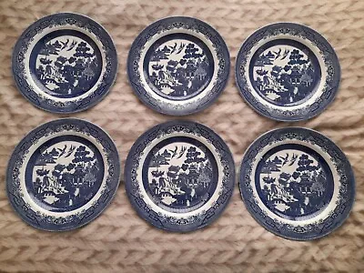 Buy Set 6 Churchill Dark Blue & White Willow Pattern 10 1/4” 26cm Dinner Plates • 19.99£