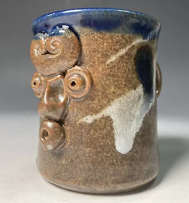 Buy Vintage Studio Pottery Aztec Tiki Face Slipware Mug • 14.95£