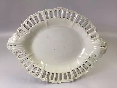 Buy Antique Hollins Creamware Pottery Reticulate Handle Dish Bowl Oval Plate 11” • 215.78£