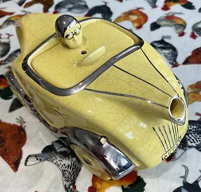 Buy Vintage Art Deco Sadler OKT42 Racing Car Teapot In Canary Yellow/Chrome • 5£