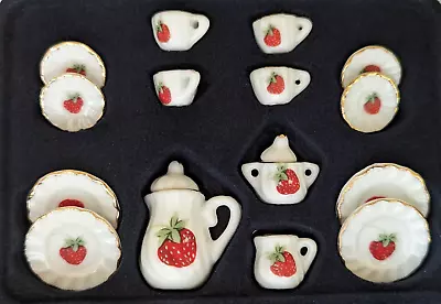 Buy SUMMER STRAWBERRY China Tea Set Porcelain 1:12th Scale Dolls House Miniature UH • 6.50£