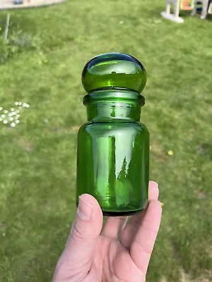 Buy Vintage Made In Belgium Green Glass Bubble Top Apothecary Jar 60s 70s • 9.99£