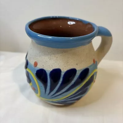 Buy Mexican Art Pottery Clay Hand Painted Jarrito Coffee Mug Blue • 9.25£