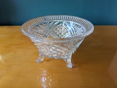 Buy Heavy Vintage Cut Glass Bowl, Art Deco Style Bowl, Clear Glass Bowl • 20£
