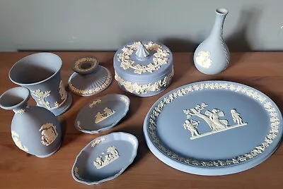 Buy 8 Items Of Wedgewood Jasper Ware. Sky Blue & White Collection • 20£
