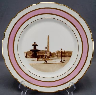 Buy Limoges Hand Painted Signed V Wolkoff Place De La Concorde Pink Gold Plate 1933 • 232.31£