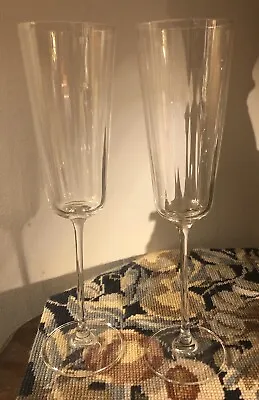 Buy Set Of 2 Champagne Flutes Glasses Italian Livellara Crystalline Clear VGC • 8£