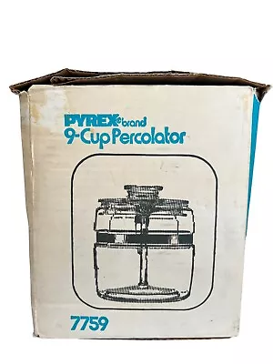 Buy PYREX WARE CORNING 9-CUP COFFEE POT PERCOLATOR 7759 COMPLETE W/ BOX EUC VINTAGE • 112.90£