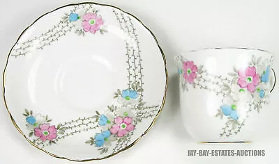 Buy Vintage Plant Tuscan China Tea Cup & Saucer Made In England Flowers W/ Gold Trim • 19.17£