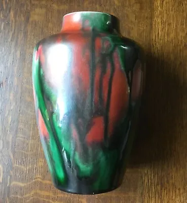 Buy MINTON HOLLINS ASTRA WARE VASE IN MOTTLED RED AND GREEN 21cms HIGH.  DATED 1925 • 34.95£