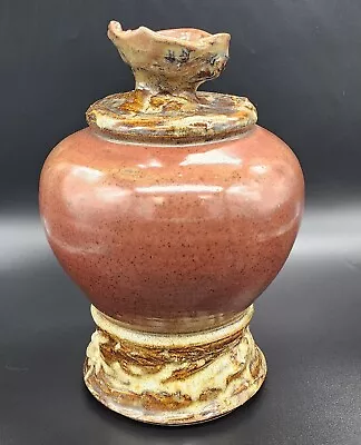 Buy Unique Brown/red Glazed Pottery Vase Signed J  (11 X7 ) • 57.67£
