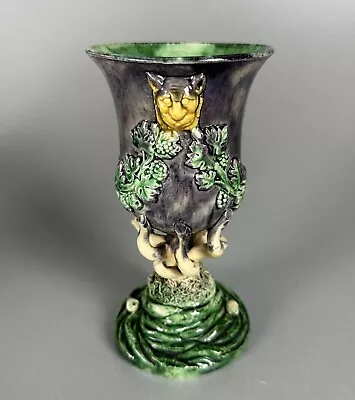 Buy Majolica C1880 Goblet Palissy Style Antique French Pottery. • 65£