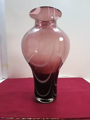 Buy Caithness Scotland LARGE SIZE STUDION Purple & White Swirled Art Glass 13  Vase • 33.21£