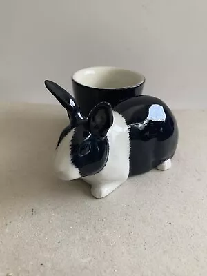 Buy Black & White Rabbit Eggcup Figure,Rabbit Eggcup Ornament, Quail Pottery • 13.50£