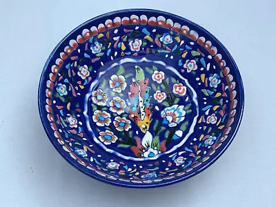 Buy Gumis Gini Kutahya Turkey Pottery Floral Blue Bowl Hand Signed Turkish Folk Art • 26.90£