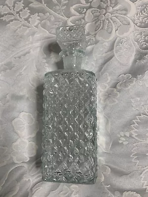 Buy Square Cut Glass Decanter With Original Stopper. Heavy. Very Good Condition. • 10£