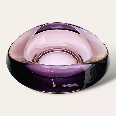 Buy Vintage Mid-Century Czech Bohemia SKLO Union Amethyst  Art Glass Bowl Purple • 26£