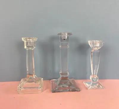 Buy Vintage Glass Candle Holders, Mismatch Bundle, Pressed Glass, Christmas, Wedding • 16.99£