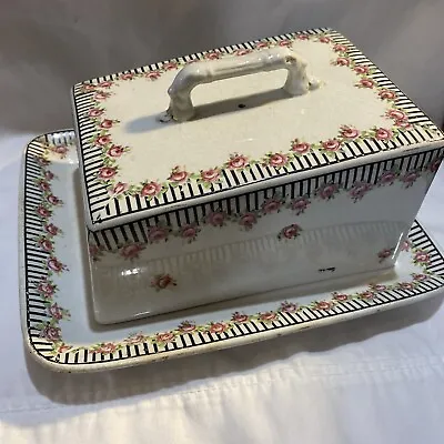 Buy Large Antq Grimwades Winton Cheese Butter Dish Floral Stoke-on-Trent England • 23.66£