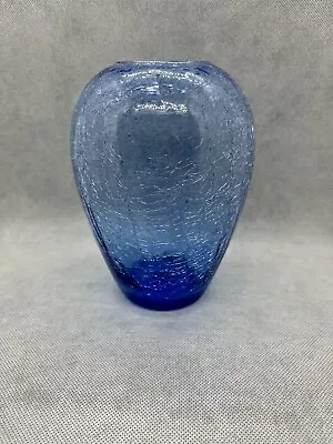 Buy Vintage Otagiri Blue Crackle Glass Vase • 24.02£
