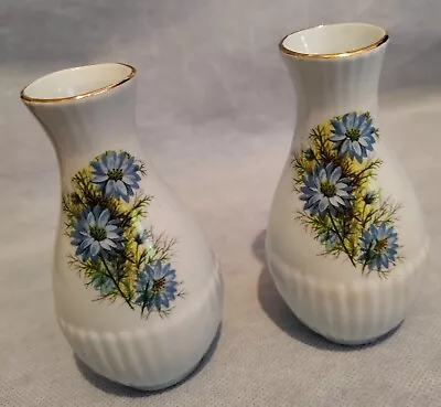Buy 2x Royal Adderley Vase Bone China Floral 11cm Tall • 15£