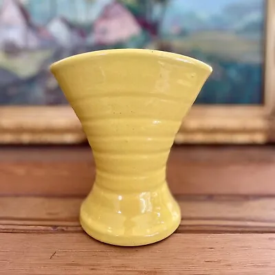 Buy Bauer Matt Carlton Pottery Fan Vase Hand Thrown Yellow 5 5/8  CaliforniaMission  • 156.48£