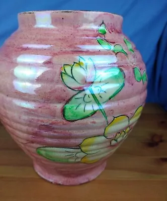 Buy Art Deco Kensington Ware Hand Painted Floral Ribbed Vase (B2) • 19.99£