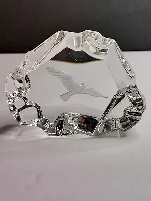 Buy Vtg Crystal Clear Handcrafted Etched American Eagle Art Glass Paperweight  MINT • 22.76£