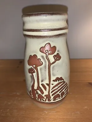 Buy Cornish Tremar Pottery Bud Vase Tree And Mushrooms VGC  5.10 In’s 1960-1980’s • 14.99£