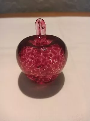 Buy Ruby Red Speckled Glass Apple Paperweight/Ornament • 16£