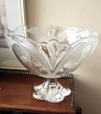 Buy Antique Art Nouveau Boheimian Czech Crystal Glass Round Pedestal Bowl • 55£