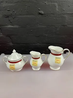 Buy Duchess / Royal Grafton Warwick Red Milk + Cream Jugs And Covered Sugar Bowl Set • 24.99£