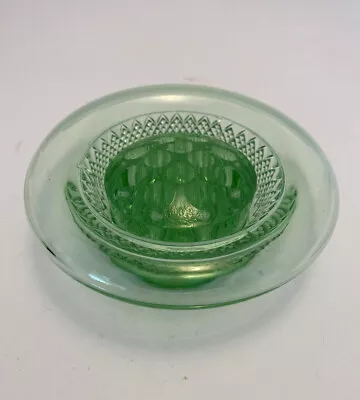 Buy Vintage Green Glass Vase With 12 Hole Flower Frog • 15£