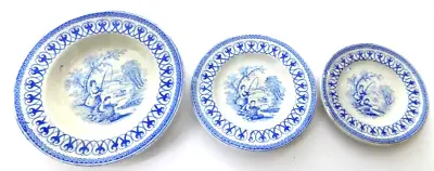 Buy 3 Antique Fishers Cork, Edge & Malkin Staffordshire Child's Tea Set Plates/Bowl • 18.94£