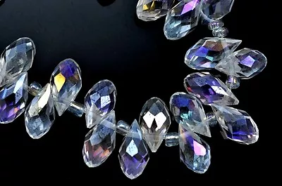 Buy Crystal Glass Teardrop Briolette Top-drilled Faceted Beads Jewellery Making X98 • 4.79£